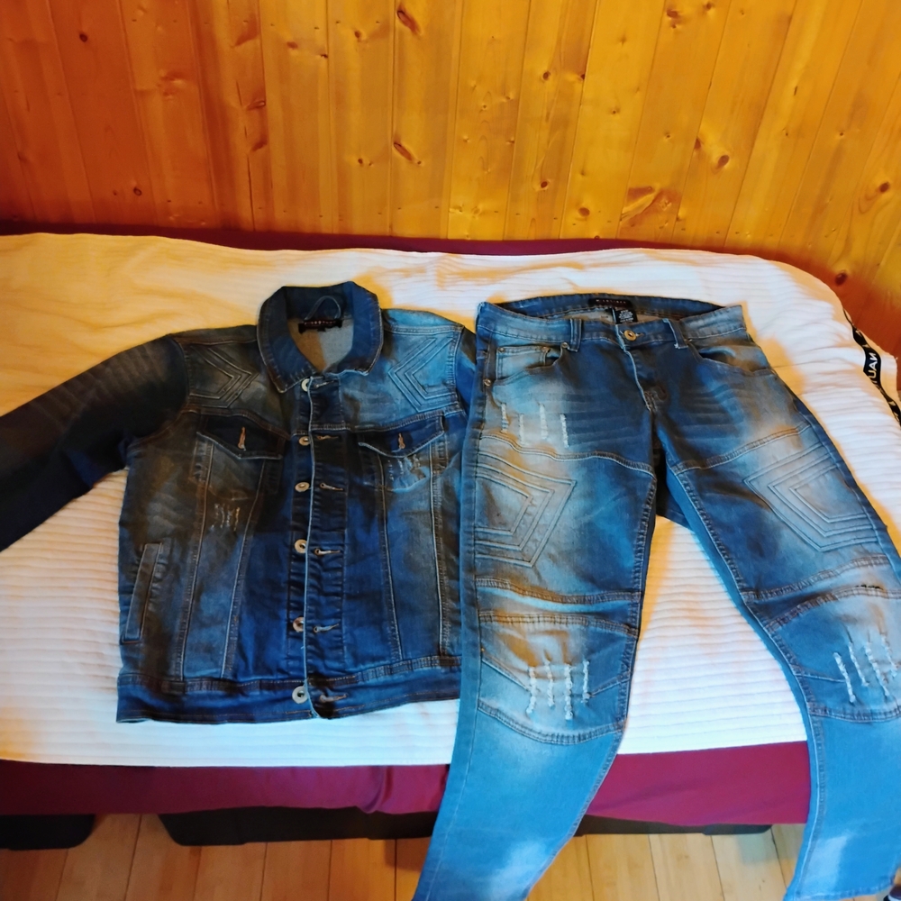 Stylish Blue Denim Jacket and Jeans Set
